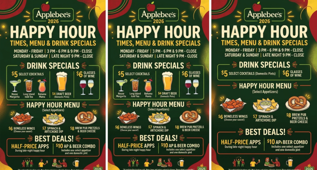 Applebee’s Happy Hour 2026 | Times, Menu, Drink Specials & Best Deals