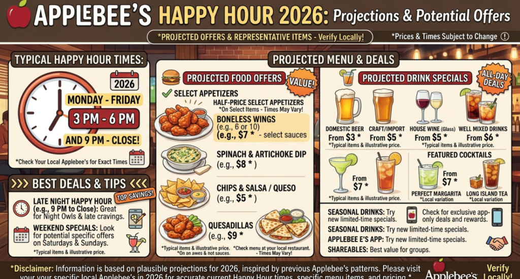 Applebee’s Happy Hour 2026 | Times, Menu, Drink Specials & Best Deals