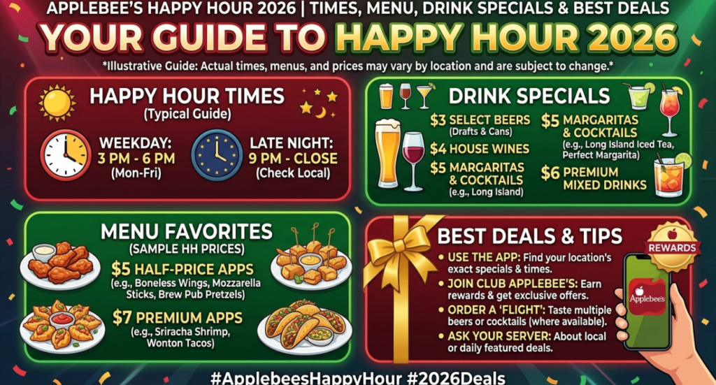 Applebee’s Happy Hour 2026 | Times, Menu, Drink Specials & Best Deals