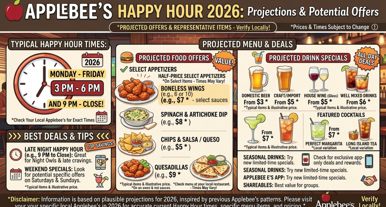 Applebee’s Happy Hour 2026 | Times, Menu, Drink Specials & Best Deals