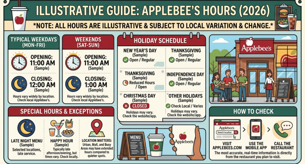 Applebee’s Hours (2026 Guide): Opening Times, Closing Times, Weekend & Holiday Hours