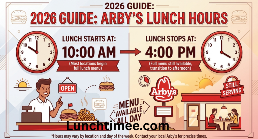 Arby’s Lunch Hours (2026 Guide): What Time Does Arby’s Start and Stop Serving Lunch?