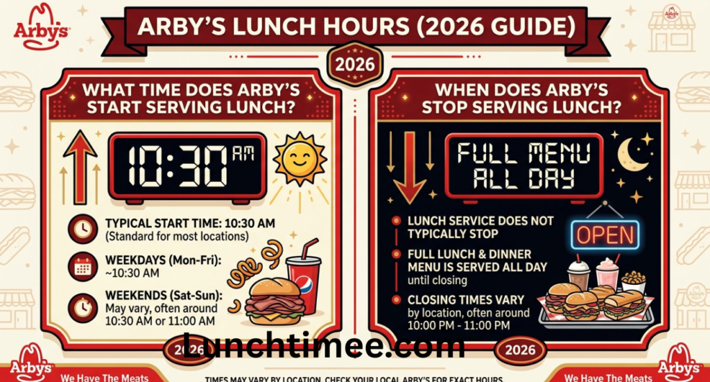 Arby’s Lunch Hours (2026 Guide): What Time Does Arby’s Start and Stop Serving Lunch?