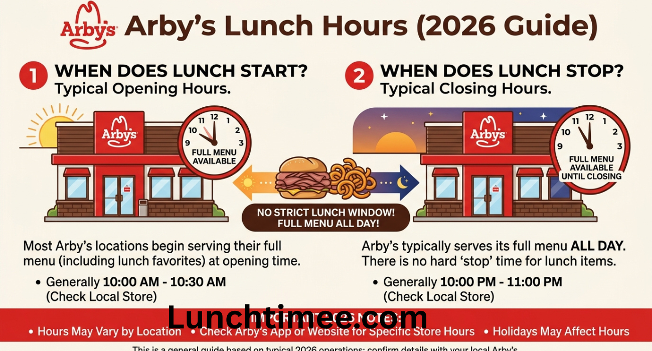Arby’s Lunch Hours (2026 Guide): What Time Does Arby’s Start and Stop Serving Lunch?