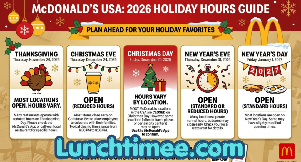 McDonald’s Holiday Hours 2026: Complete USA Guide to Christmas, Thanksgiving & Holiday Schedule