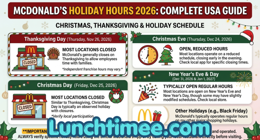 McDonald’s Holiday Hours 2026: Complete USA Guide to Christmas, Thanksgiving & Holiday Schedule