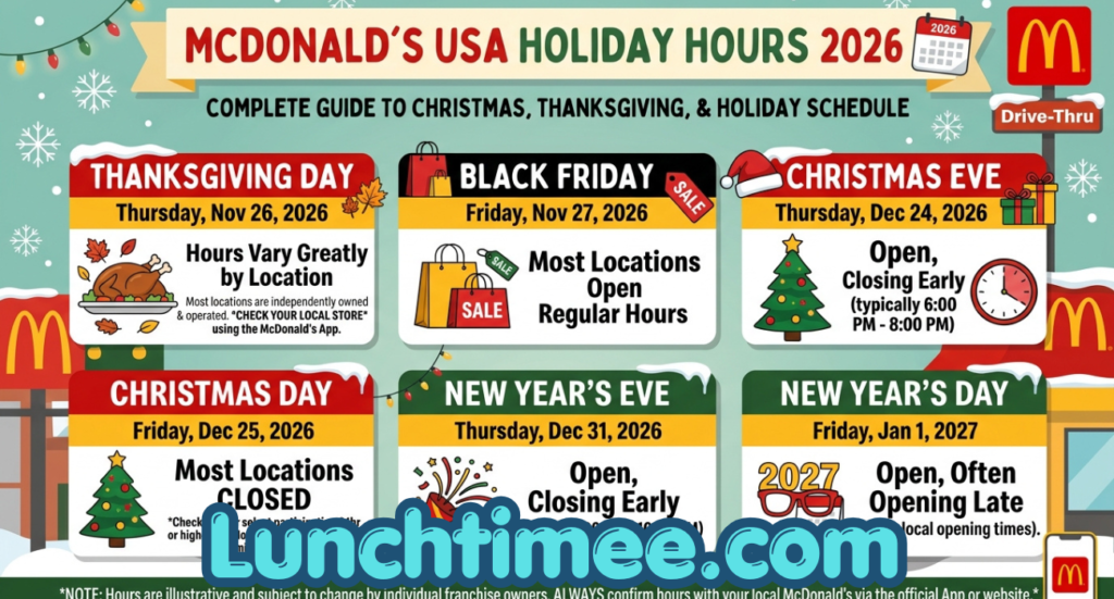 McDonald’s Holiday Hours 2026: Complete USA Guide to Christmas, Thanksgiving & Holiday Schedule
