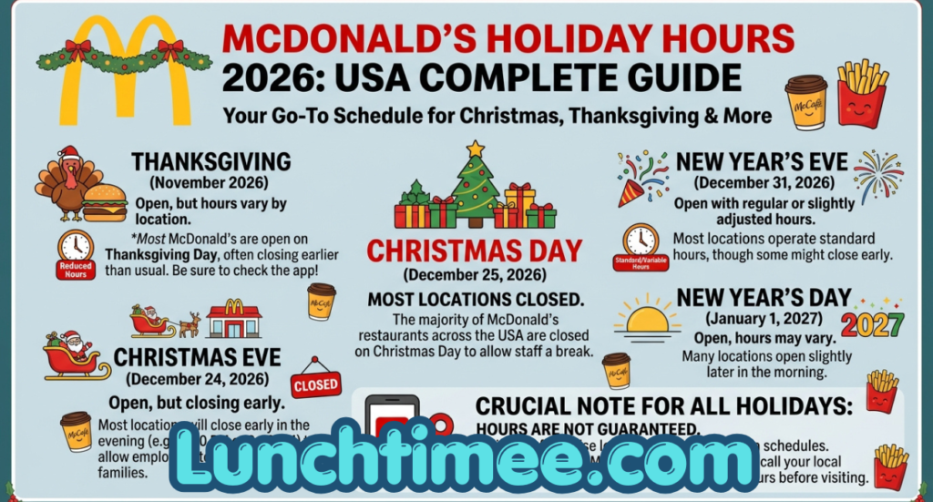 McDonald’s Holiday Hours 2026: Complete USA Guide to Christmas, Thanksgiving & Holiday Schedule