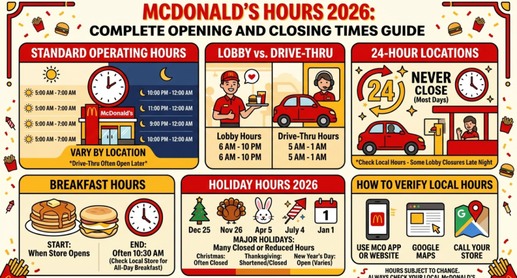 McDonald’s Hours 2026: Complete Opening and Closing Times Guide