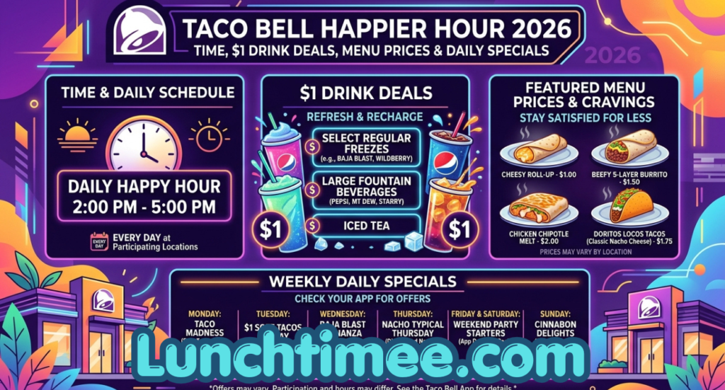 Taco Bell Happy Hour 2026: Time, $1 Drink Deals, Menu Prices & Daily Specials
