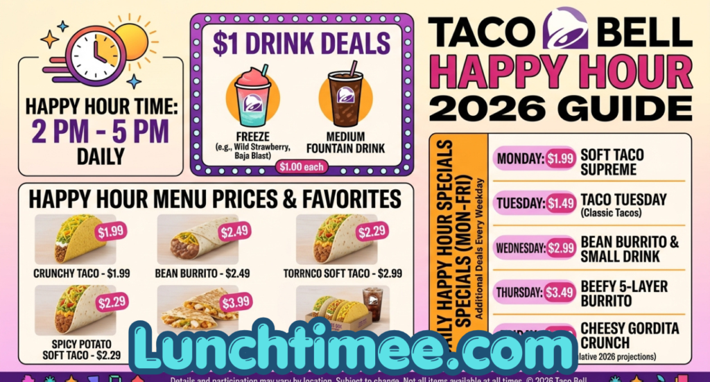 Taco Bell Happy Hour 2026: Time, $1 Drink Deals, Menu Prices & Daily Specials