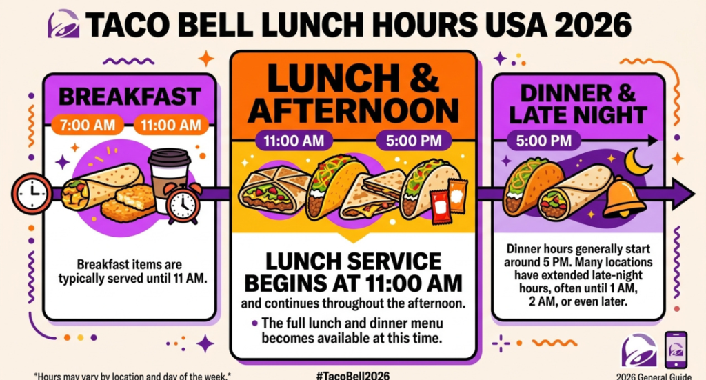 Taco Bell Lunch Hours USA 2026: What Time Does Taco Bell Start and Stop Serving Lunch?