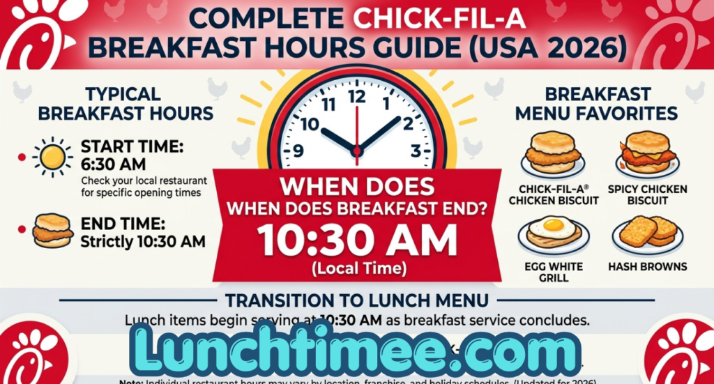 When Does Chick fil A Stop Serving Breakfast? Complete USA Breakfast Hours Guide (2026)