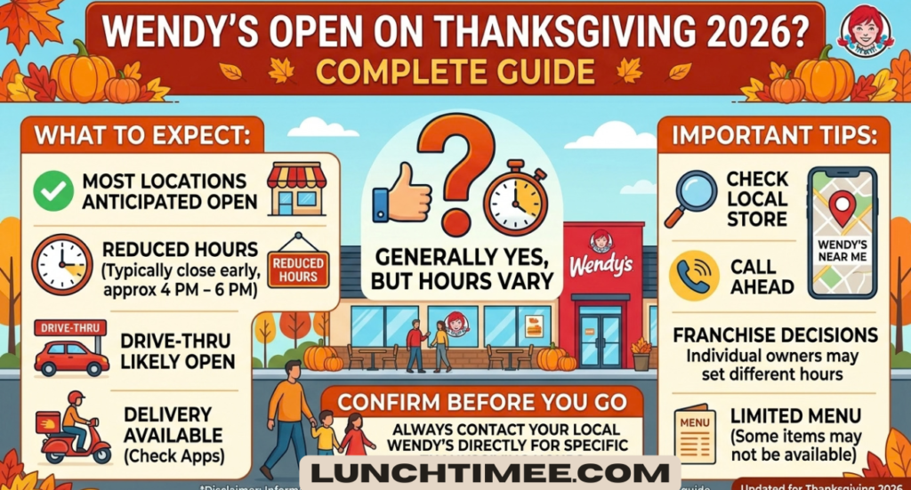 Is Wendy’s Open on Thanksgiving 2026? Complete Guide