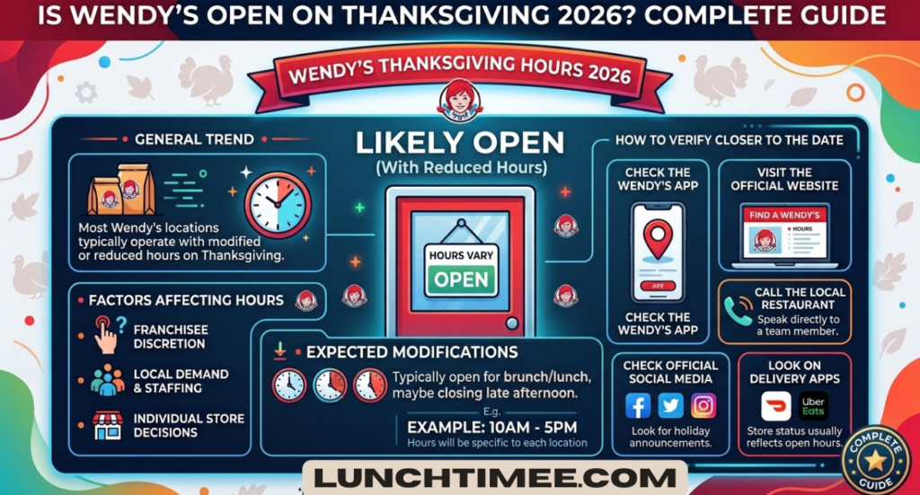 Is Wendy’s Open on Thanksgiving 2026? Complete Guide
